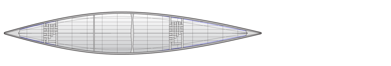Freedom 17 wood strip asymmetrical canoe plan drawing