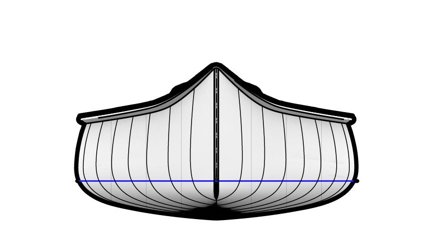 Mystic River Tandem Cedar Strip Canoe Body Drawing