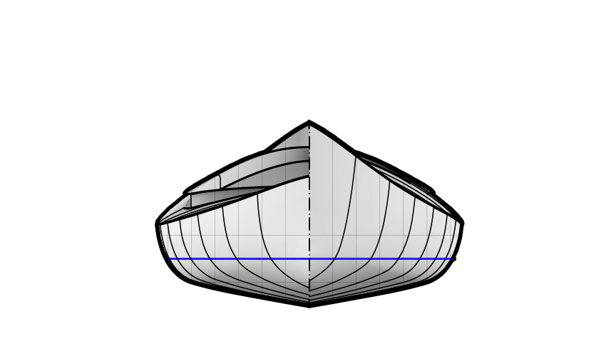Simple Strip Built Kayak End View